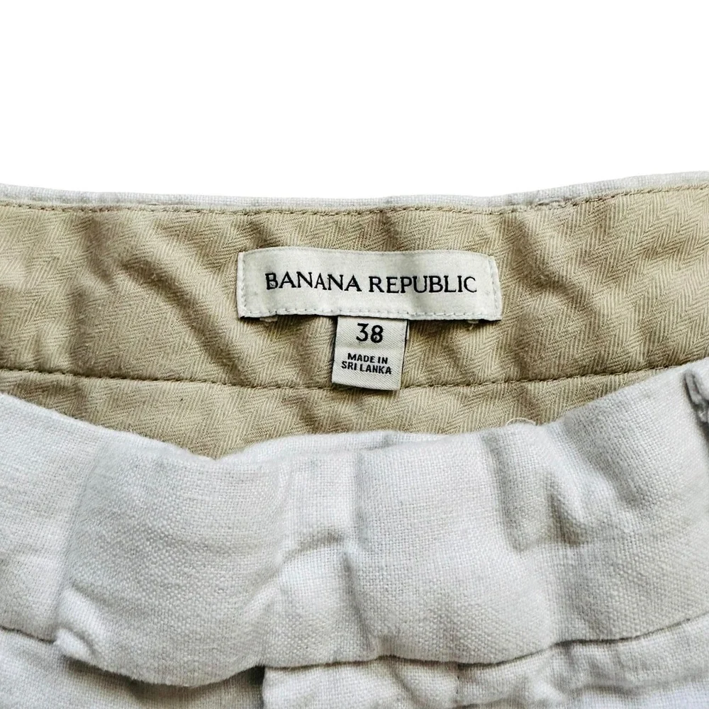 Coastal Banana Republic Linen Chino Shorts 38 Cream Summer Resort Preppy